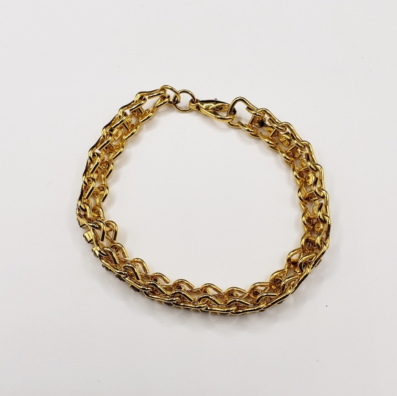 Dragon Tail Rhinestone Link Gold Tone Tennis Bracelet - Picture 2 of 7